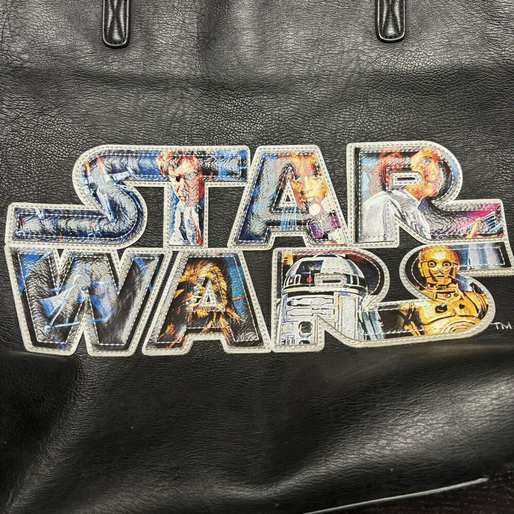 Loungefly Disney Star Wars A New Hope Tote Bag Faux Leather Black Quilted RARE - Picture 2 of 14